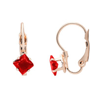 Etnico Rose Gold Plated Square-Cut Lever back Drop Small Fancy Earrings For Women