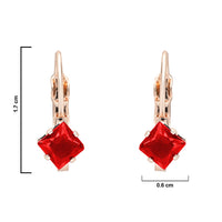 Etnico Rose Gold Plated Square-Cut Lever back Drop Small Fancy Earrings For Women