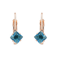 Etnico Rose Gold Plated Square-Cut Lever back Drop Small Fancy Earrings For Women