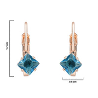 Etnico Rose Gold Plated Square-Cut Lever back Drop Small Fancy Earrings For Women