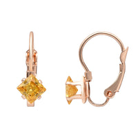 Etnico Rose Gold Plated Square-Cut Lever back Drop Small Fancy Earrings For Women