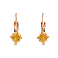 Etnico Rose Gold Plated Square-Cut Lever back Drop Small Fancy Earrings For Women