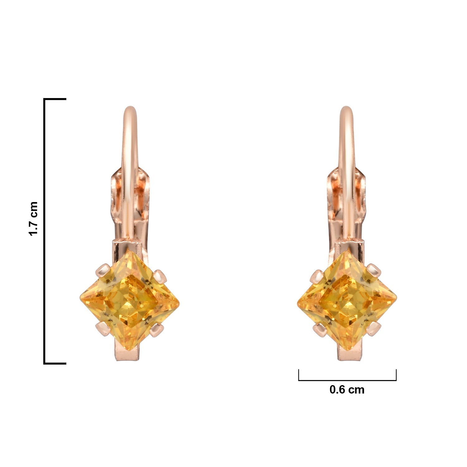 Etnico Rose Gold Plated Square-Cut Lever back Drop Small Fancy Earrings For Women
