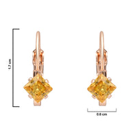 Etnico Rose Gold Plated Square-Cut Lever back Drop Small Fancy Earrings For Women