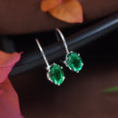 Etnico Silver Plated Oval-Cut Lever back Drop Small Fancy Earrings For Women