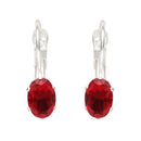 Etnico Silver Plated Oval-Cut Lever back Drop Small Fancy Earrings For Women