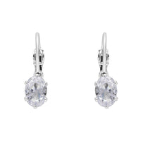 Etnico Silver Plated Oval-Cut Lever back Drop Small Fancy Earrings For Women