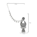 Etnico Silver Oxidised Traditional Jhumka Hair Chain/Ear chain Accessories with Hook For Women