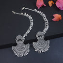 Etnico Silver Oxidised Traditional Jhumka Hair Chain/Ear chain Accessories with Hook For Women