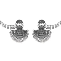 Etnico Silver Oxidised Traditional Jhumka Hair Chain/Ear chain Accessories with Hook For Women