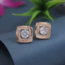 Etnico Latest Stylish Rose Gold Plated CZ American Diamond Stud Earrings For Women