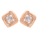 Etnico Latest Stylish Rose Gold Plated CZ American Diamond Stud Earrings For Women