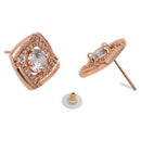 Etnico Latest Stylish Rose Gold Plated CZ American Diamond Stud Earrings For Women