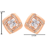 Etnico Latest Stylish Rose Gold Plated CZ American Diamond Stud Earrings For Women