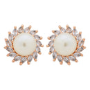 Etnico Latest Stylish Rose Gold Plated CZ American Diamond Stud Earrings For Women