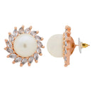 Etnico Latest Stylish Rose Gold Plated CZ American Diamond Stud Earrings For Women