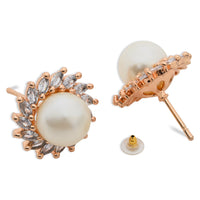 Etnico Latest Stylish Rose Gold Plated CZ American Diamond Stud Earrings For Women