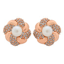 Etnico Latest Stylish Rose Gold Plated CZ American Diamond Stud Earrings For Women