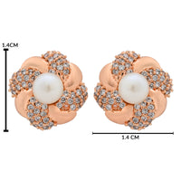 Etnico Latest Stylish Rose Gold Plated CZ American Diamond Stud Earrings For Women
