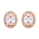 Etnico Latest Stylish Rose Gold Plated CZ American Diamond Stud Earrings For Women