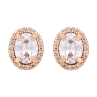 Etnico Latest Stylish Rose Gold Plated CZ American Diamond Stud Earrings For Women
