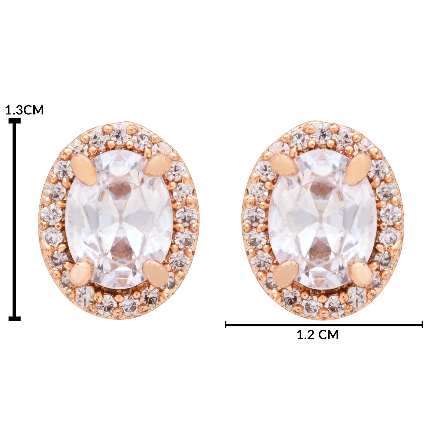 Etnico Latest Stylish Rose Gold Plated CZ American Diamond Stud Earrings For Women