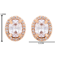 Etnico Latest Stylish Rose Gold Plated CZ American Diamond Stud Earrings For Women