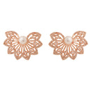 Etnico Rose Gold Plated Cubic Zirconia and American Diamond Fashionable Pearl Look Stud brass Earrings For Women