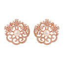 Etnico Rose Gold Plated Cubic Zirconia and American Diamond Fashionable Pearl Look Stud Earrings For Women