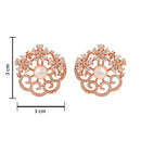 Etnico Rose Gold Plated Cubic Zirconia and American Diamond Fashionable Pearl Look Stud Earrings For Women