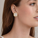 Etnico Gold Plated Mother of Pearl Latest Stylish Lightweight Radiance Stud Earrings For Women