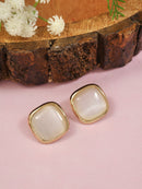 Etnico Gold Plated Mother of Pearl Latest Stylish Lightweight Radiance Stud Earrings For Women