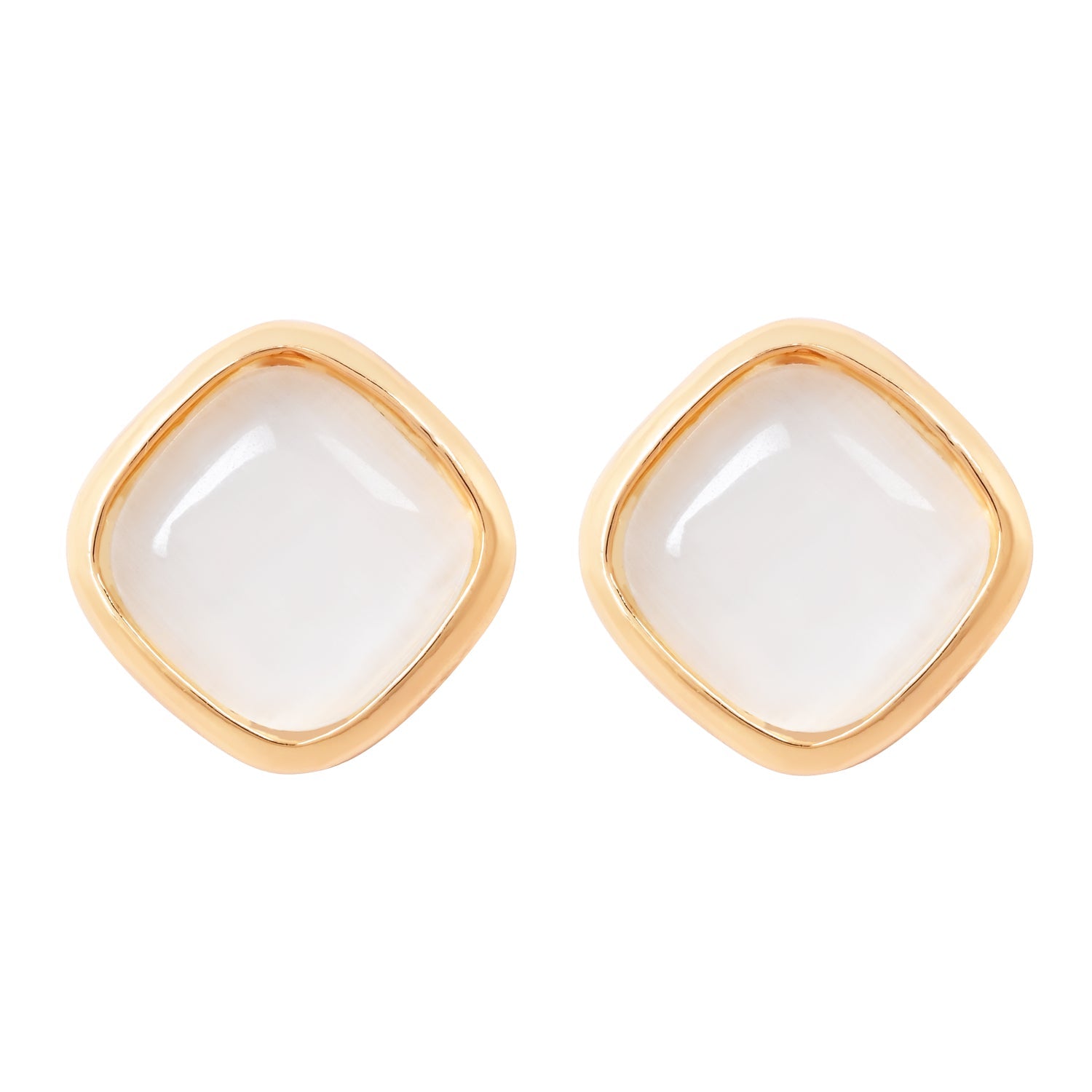 Etnico Gold Plated Mother of Pearl Latest Stylish Lightweight Radiance Stud Earrings For Women