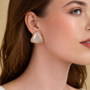 Etnico Gold Plated Latest Stylish Lightweight Mother of Pearl Stud Earrings For Women