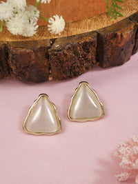 Etnico Gold Plated Latest Stylish Lightweight Mother of Pearl Stud Earrings For Women