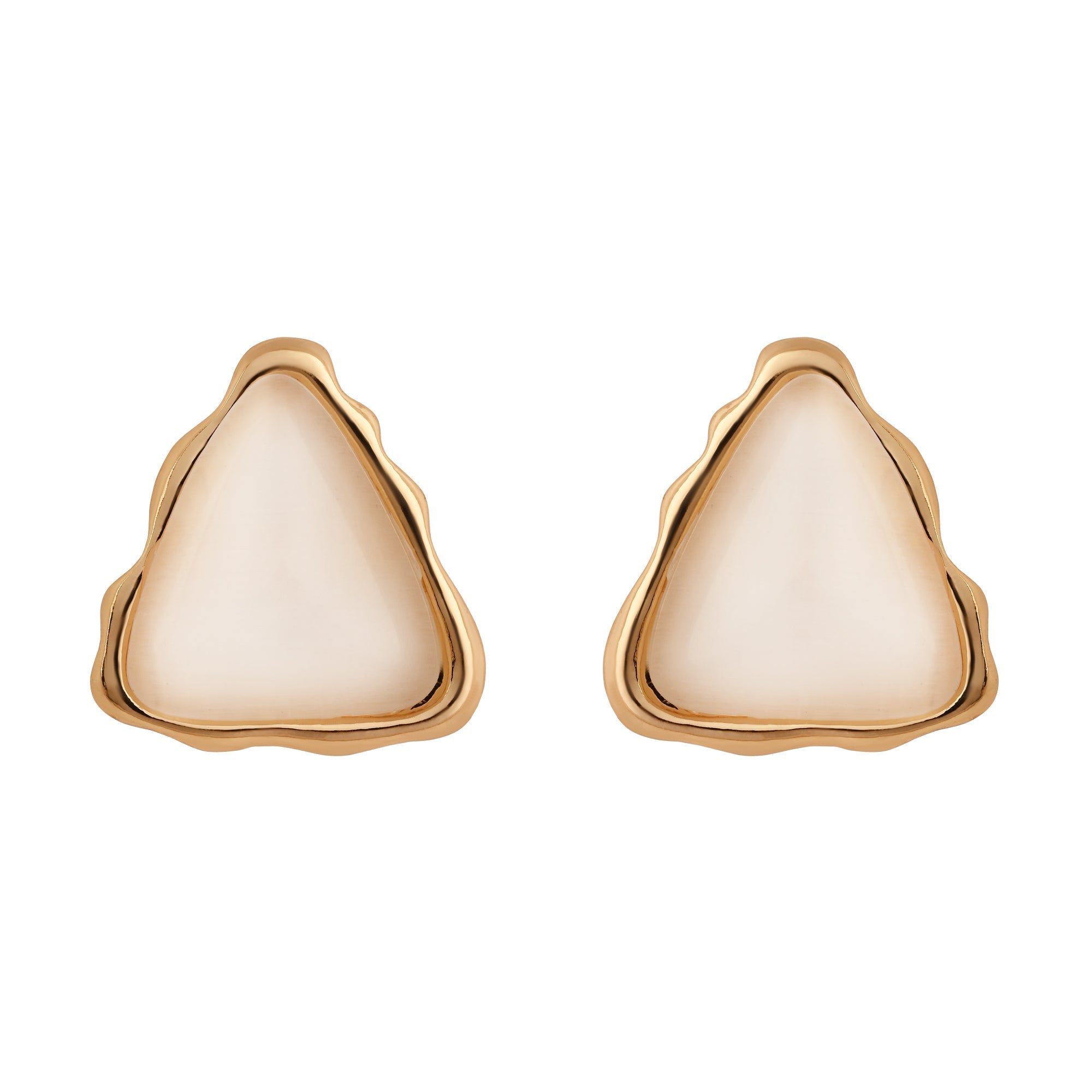 Etnico Gold Plated Latest Stylish Lightweight Mother of Pearl Stud Earrings For Women