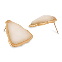 Etnico Gold Plated Latest Stylish Lightweight Mother of Pearl Stud Earrings For Women