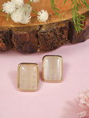 Etnico Mother of Pearl Radiance Stud Earrings with Refined Gold Plated Frame