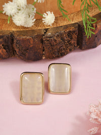 Etnico Mother of Pearl Radiance Stud Earrings with Refined Gold Plated Frame
