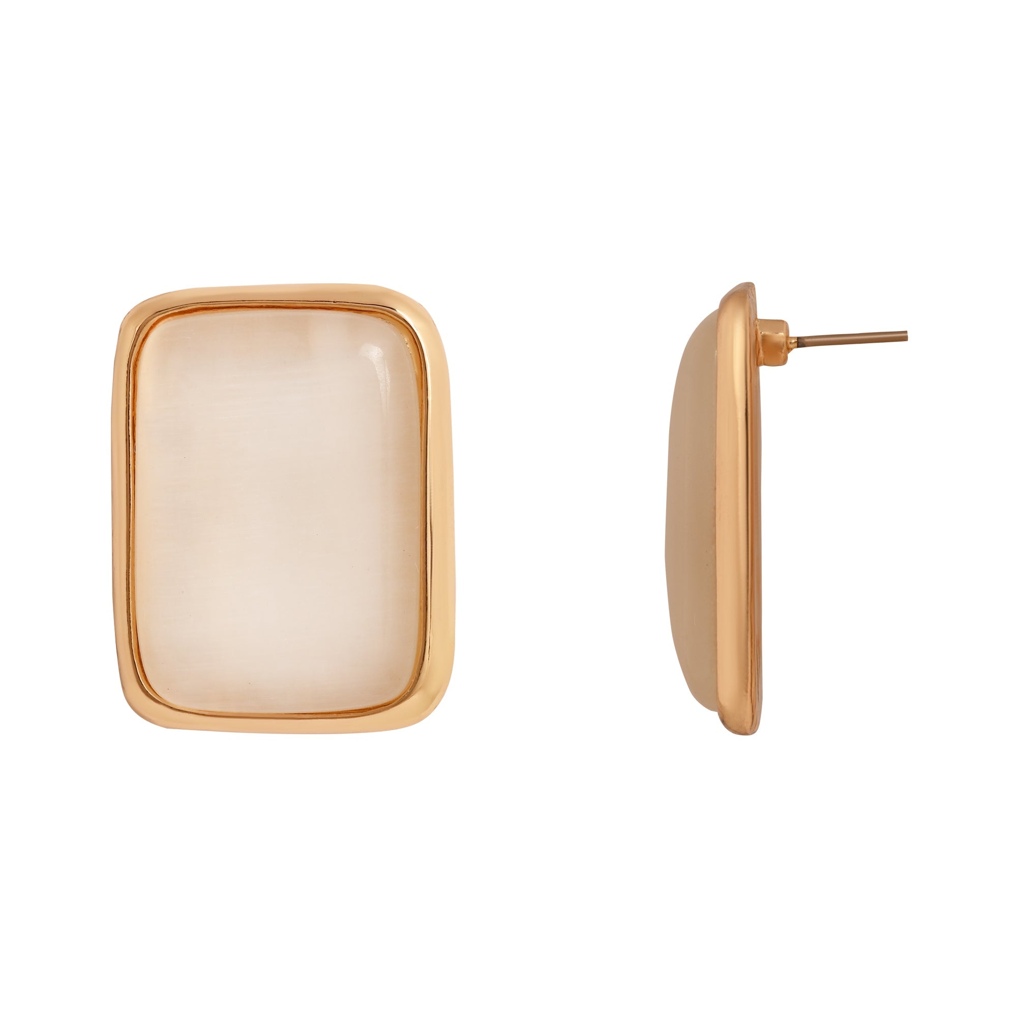 Etnico Mother of Pearl Radiance Stud Earrings with Refined Gold Plated Frame