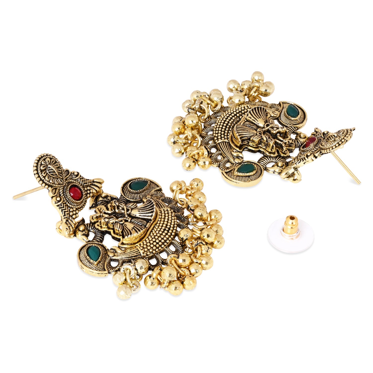 Etnico Gold Plated Traditional Antique Jhumka with Ghungroo Earrings For Women
