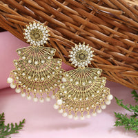 Etnico Gold Plated Kundan Traditional Designer chandbalis Earrings for Women