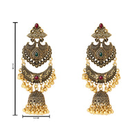 Etnico Gold Plated Traditional Style Jhumka with Ghungroo Earrings For Women