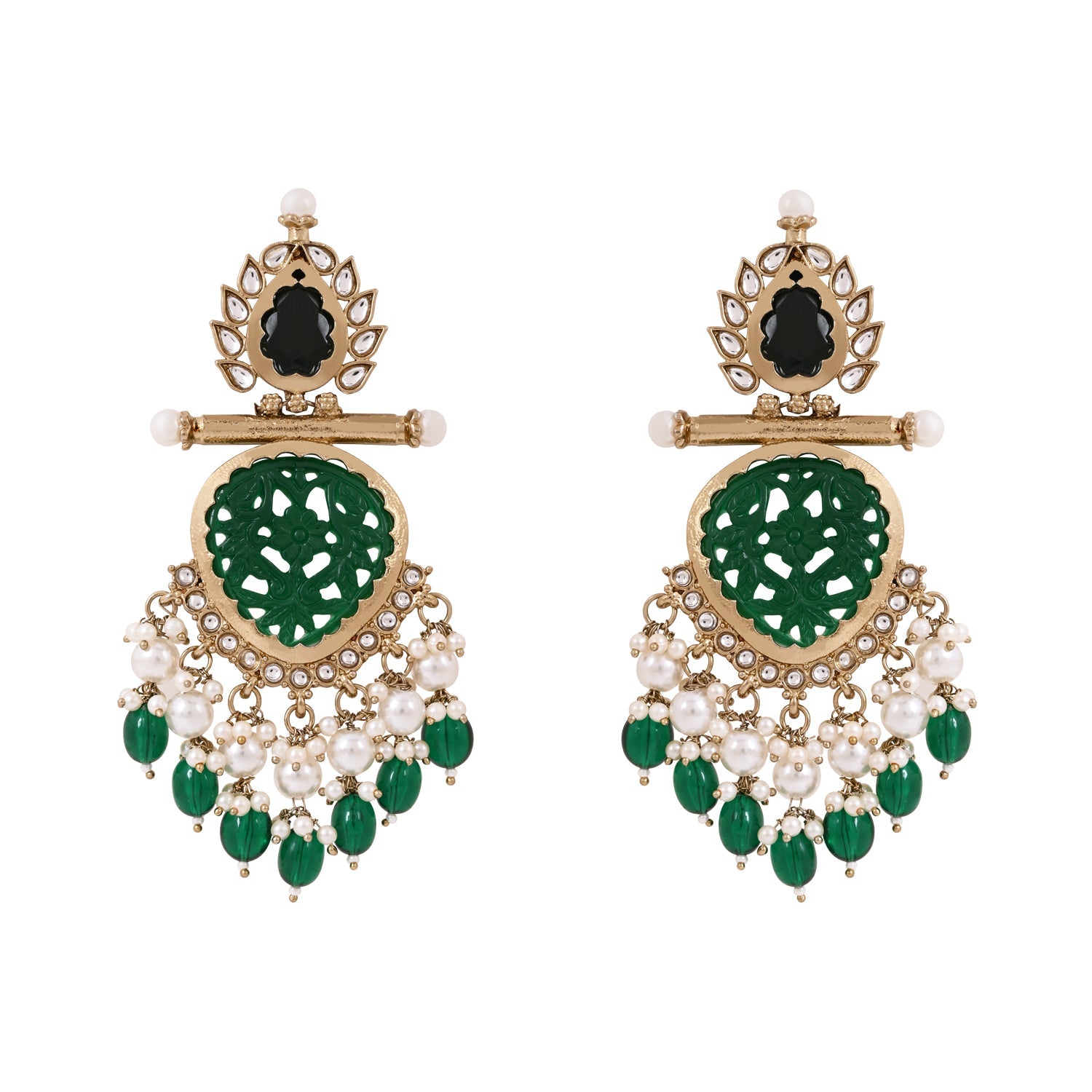 Etnico Traditional Kundan & Pearl Style Dangle Earrings For Women