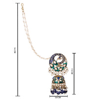 Etnico Gold Plated Traditional Meenakari Jhumka with Ear chain For Women