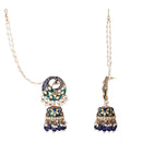 Etnico Gold Plated Traditional Meenakari Jhumka with Ear chain For Women