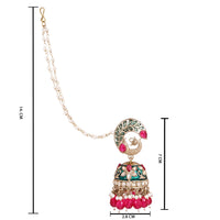 Etnico Gold Plated Traditional Meenakari Jhumka with Ear chain For Women