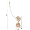 Etnico Gold Plated Traditional Kundan & Pearl Jhumka Earrings With Earchain For Women