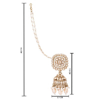 Etnico Gold Plated Traditional Kundan & Pearl Jhumka Earrings With Earchain For Women