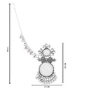 Etnico Silver Plated Traditional Statement Earring With Ear Chain for Women